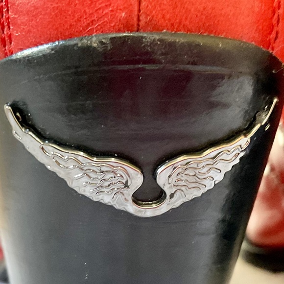 Zadig & Voltaire Cara Studded Ankle Boots Red Western Rockabilly  sz  38EU/7US - Picture 15 of 16